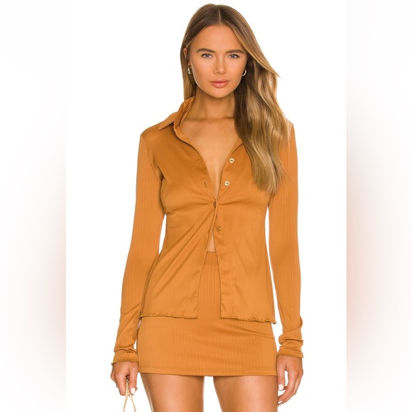 Frankie's Bikinis Dresses & Skirts - Frankie’s Bikinis x Revolve 2pc Set Nova Top and Mini Skirt Brown Sugar M / L